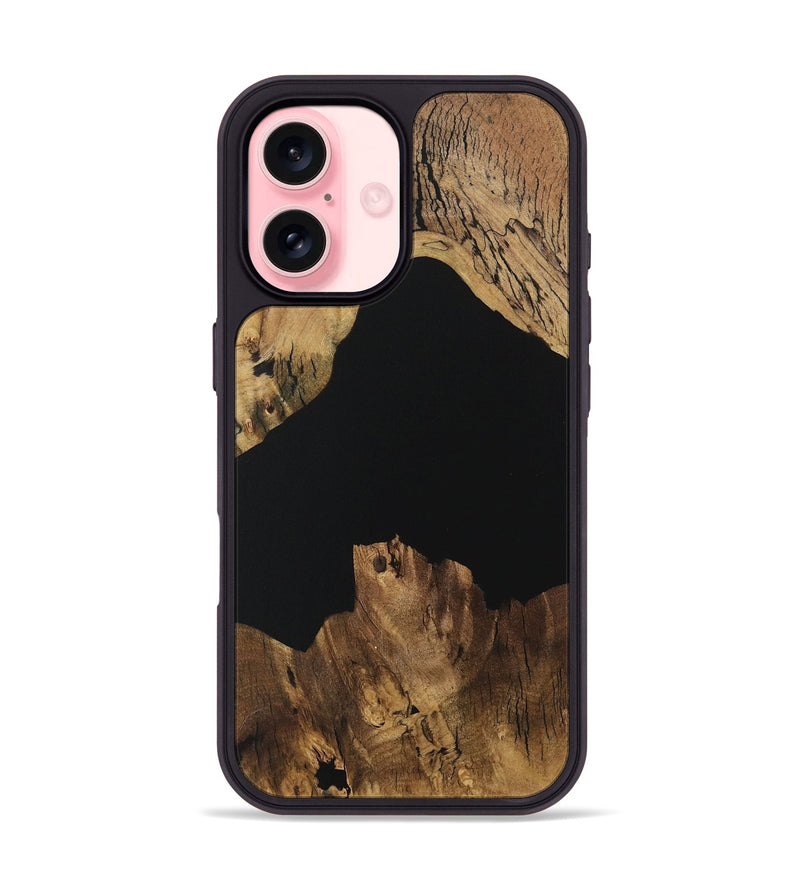 iPhone 16 Wood Phone Case - Bama (Pure Black, 730573)