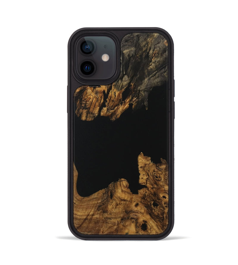 iPhone 12 Wood Phone Case - Aleen (Pure Black, 730576)