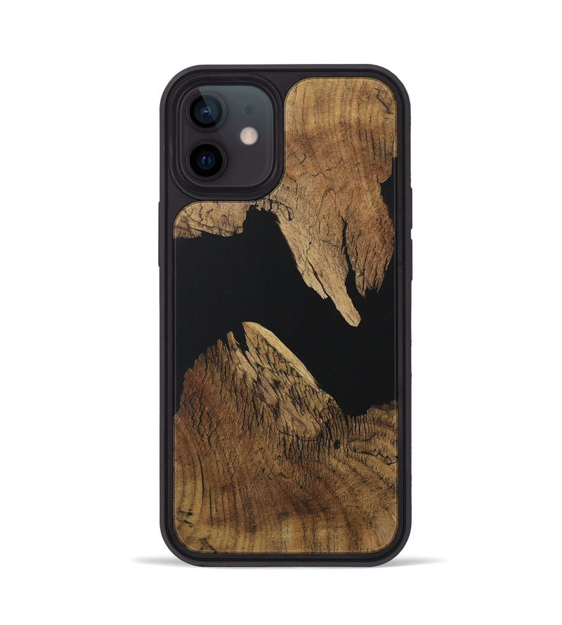 iPhone 12 Wood Phone Case - Orpha (Pure Black, 730591)