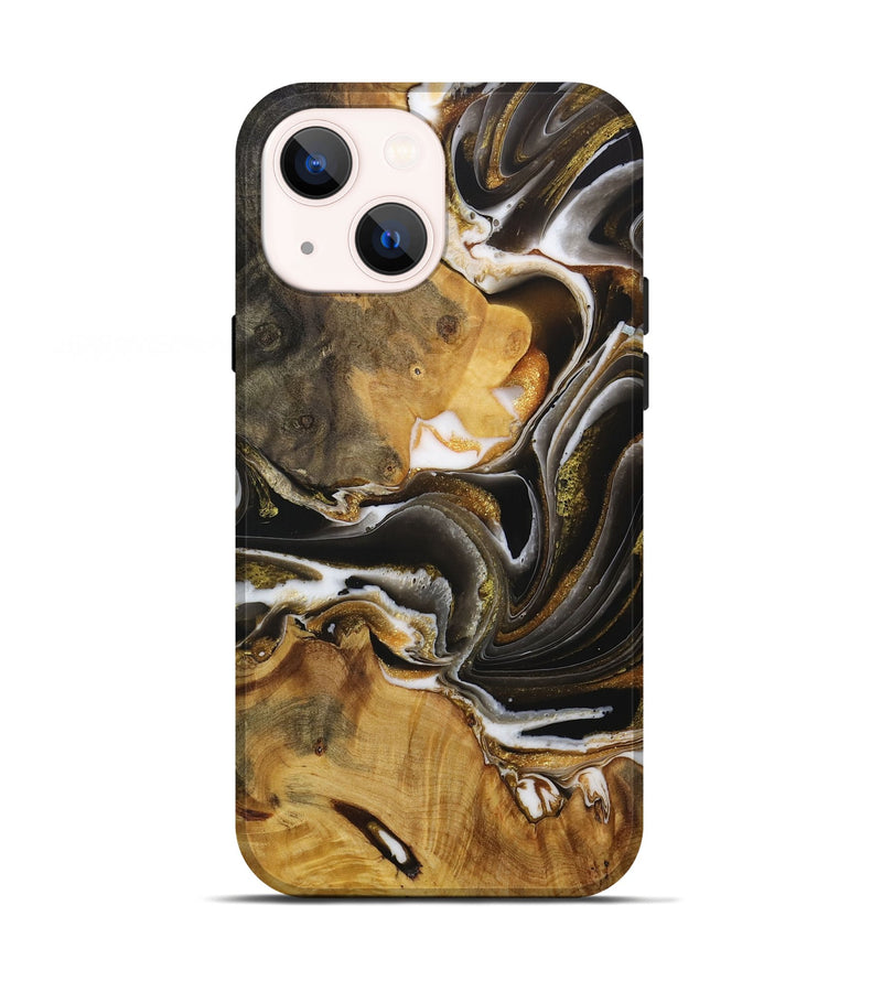 iPhone 13 Wood Live Edge Phone Case - Charley (Black & White, 730598)