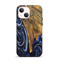 iPhone 13 Wood Live Edge Phone Case - Horatia (Blue, 730601)