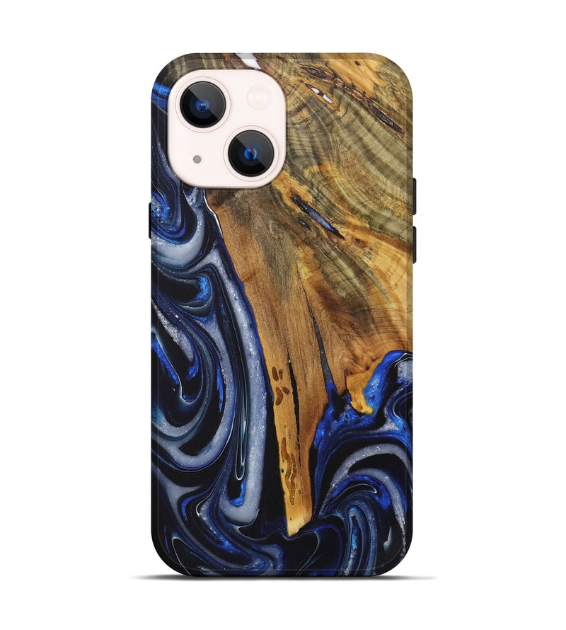 iPhone 13 Wood Live Edge Phone Case - Horatia (Blue, 730601)