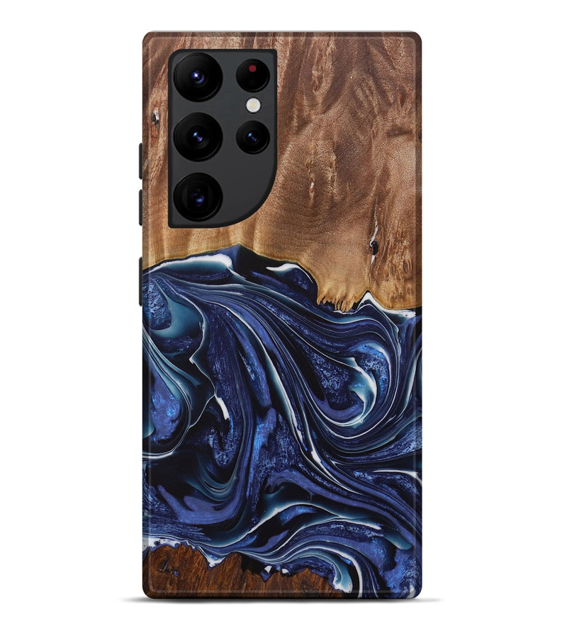 Galaxy S22 Ultra Wood Live Edge Phone Case - Mirella (Blue, 730606)