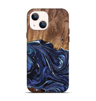 iPhone 13 Wood Live Edge Phone Case - Mirella (Blue, 730606)