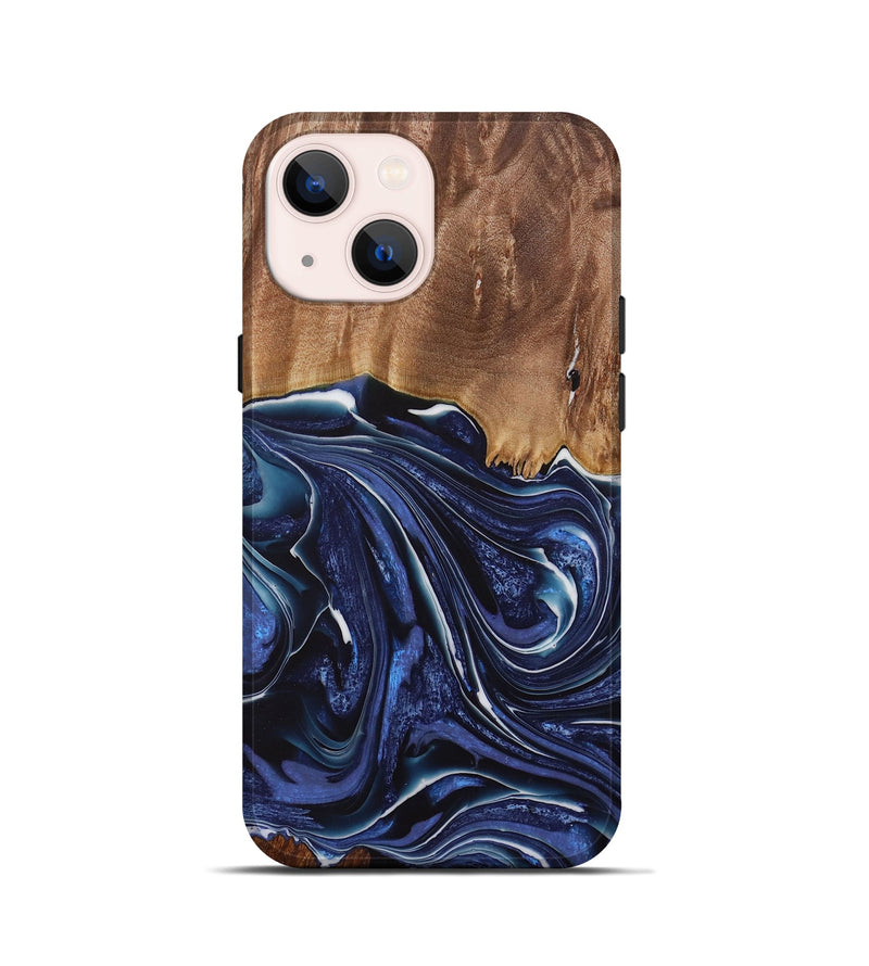 iPhone 13 mini Wood Live Edge Phone Case - Mirella (Blue, 730606)