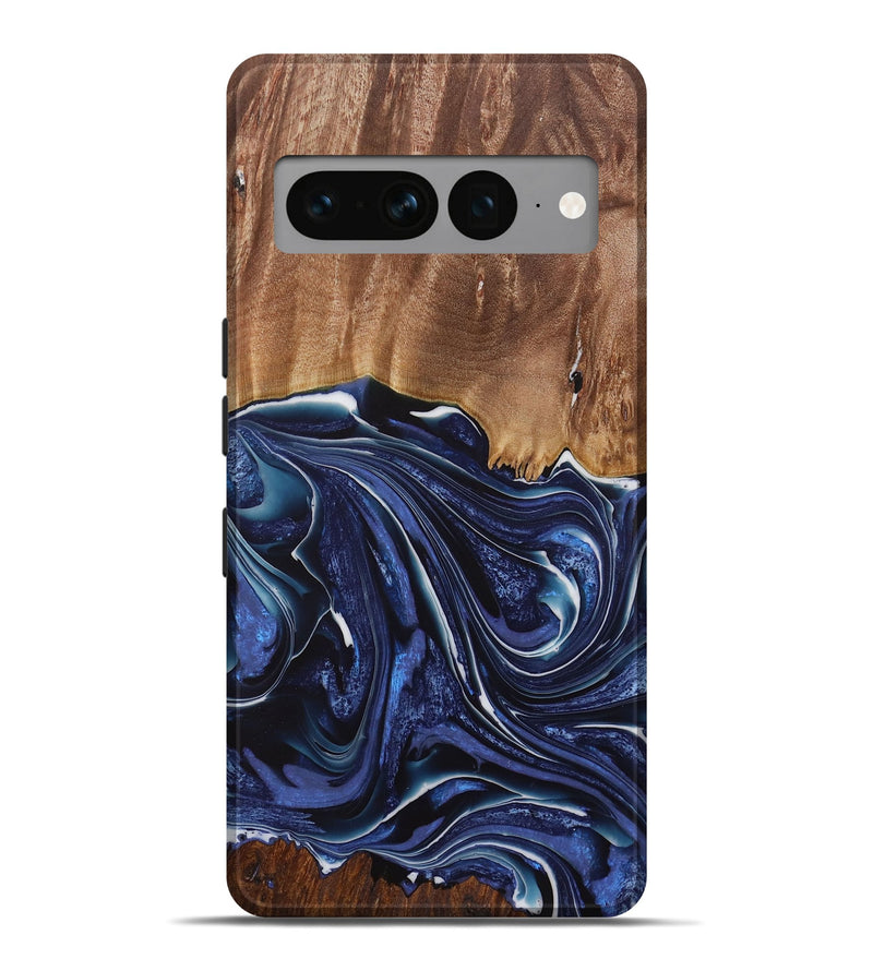 Pixel 7 Pro Wood Live Edge Phone Case - Mirella (Blue, 730606)