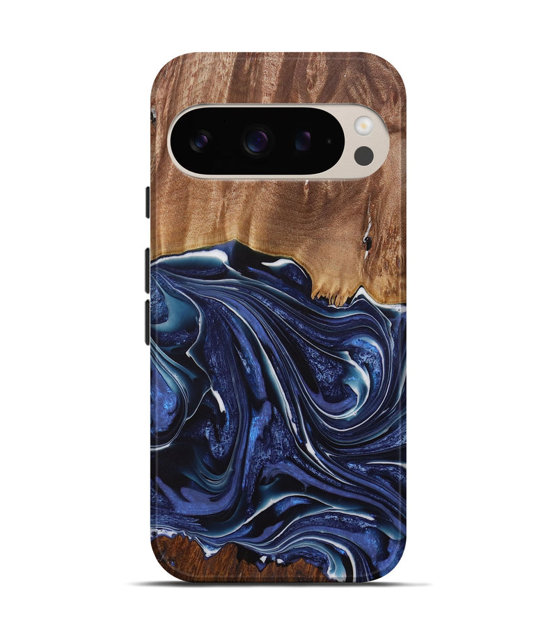 Pixel 9 Wood Live Edge Phone Case - Mirella (Blue, 730606)