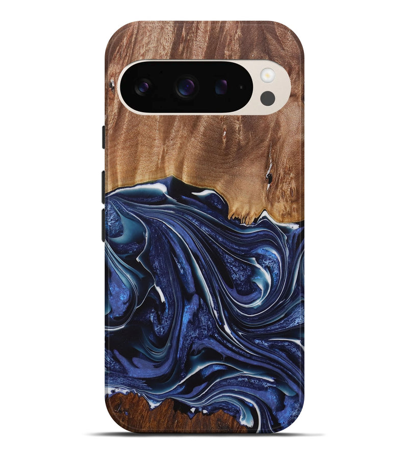 Pixel 9 Pro XL Wood Live Edge Phone Case - Mirella (Blue, 730606)