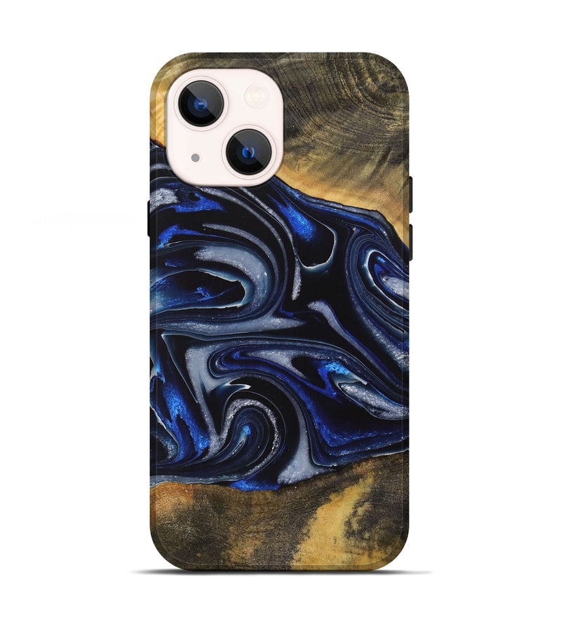 iPhone 13 Wood Live Edge Phone Case - Gizela (Blue, 730608)