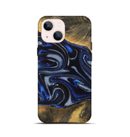 iPhone 13 mini Wood Live Edge Phone Case - Gizela (Blue, 730608)