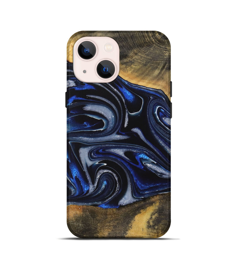 iPhone 13 mini Wood Live Edge Phone Case - Gizela (Blue, 730608)