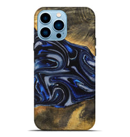 iPhone 14 Pro Max Wood Live Edge Phone Case - Gizela (Blue, 730608)