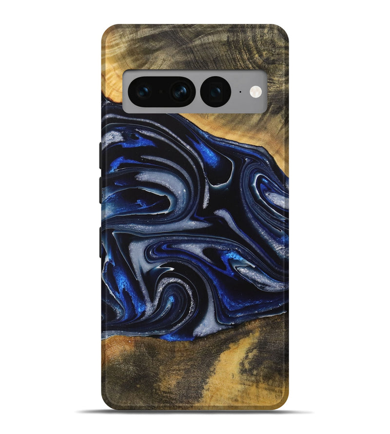 Pixel 7 Pro Wood Live Edge Phone Case - Gizela (Blue, 730608)