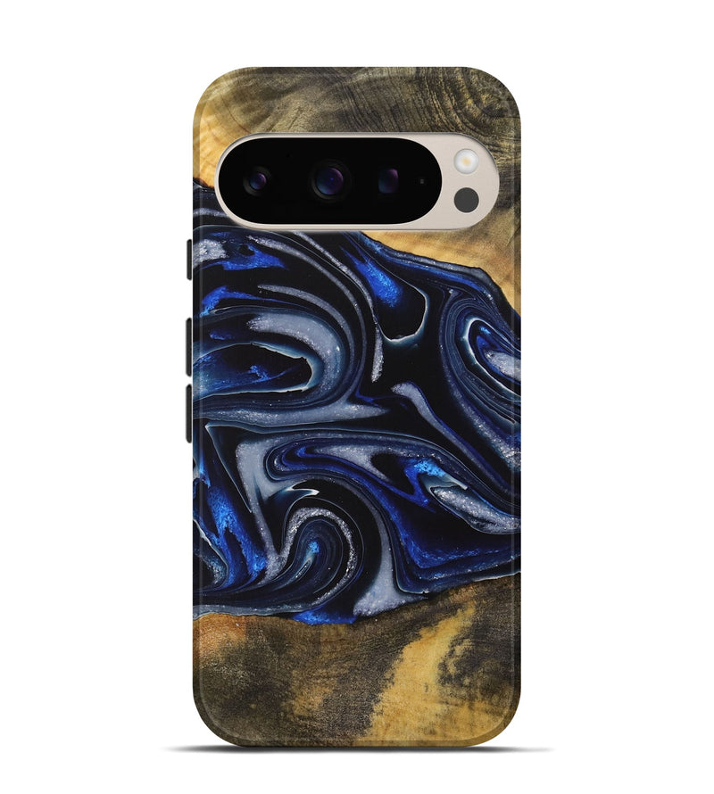 Pixel 9 Wood Live Edge Phone Case - Gizela (Blue, 730608)