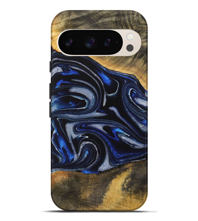 Pixel 9 Pro XL Wood Live Edge Phone Case - Gizela (Blue, 730608)