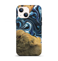 iPhone 13 Wood Live Edge Phone Case - Saige (Blue, 730611)