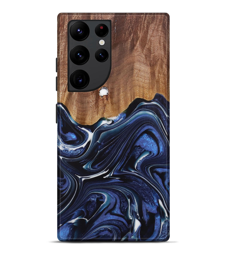 Galaxy S22 Ultra Wood Live Edge Phone Case - Caralie (Blue, 730612)