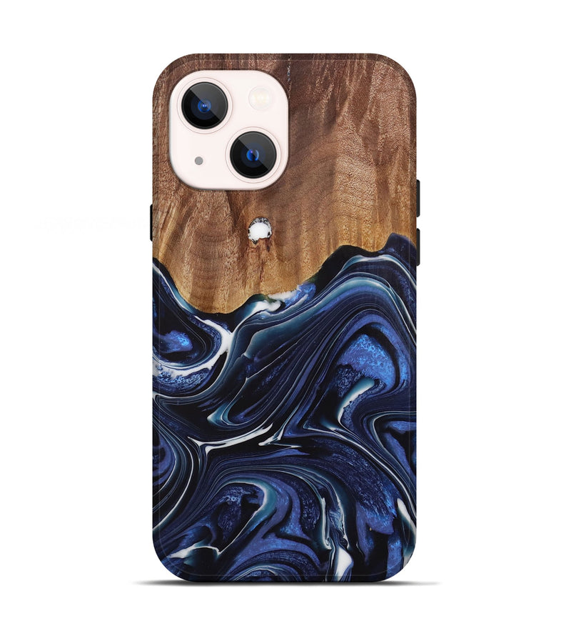 iPhone 13 Wood Live Edge Phone Case - Caralie (Blue, 730612)