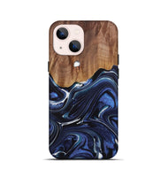 iPhone 13 mini Wood Live Edge Phone Case - Caralie (Blue, 730612)