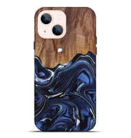 iPhone 14 Plus Wood Live Edge Phone Case - Caralie (Blue, 730612)