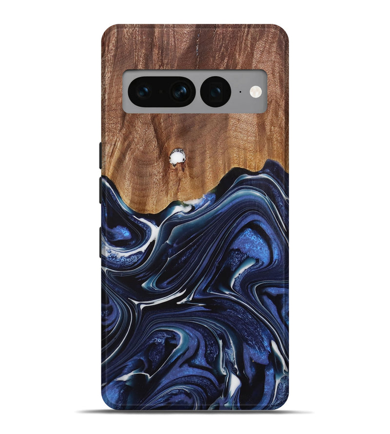 Pixel 7 Pro Wood Live Edge Phone Case - Caralie (Blue, 730612)