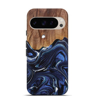 Pixel 9 Pro Wood Live Edge Phone Case - Caralie (Blue, 730612)