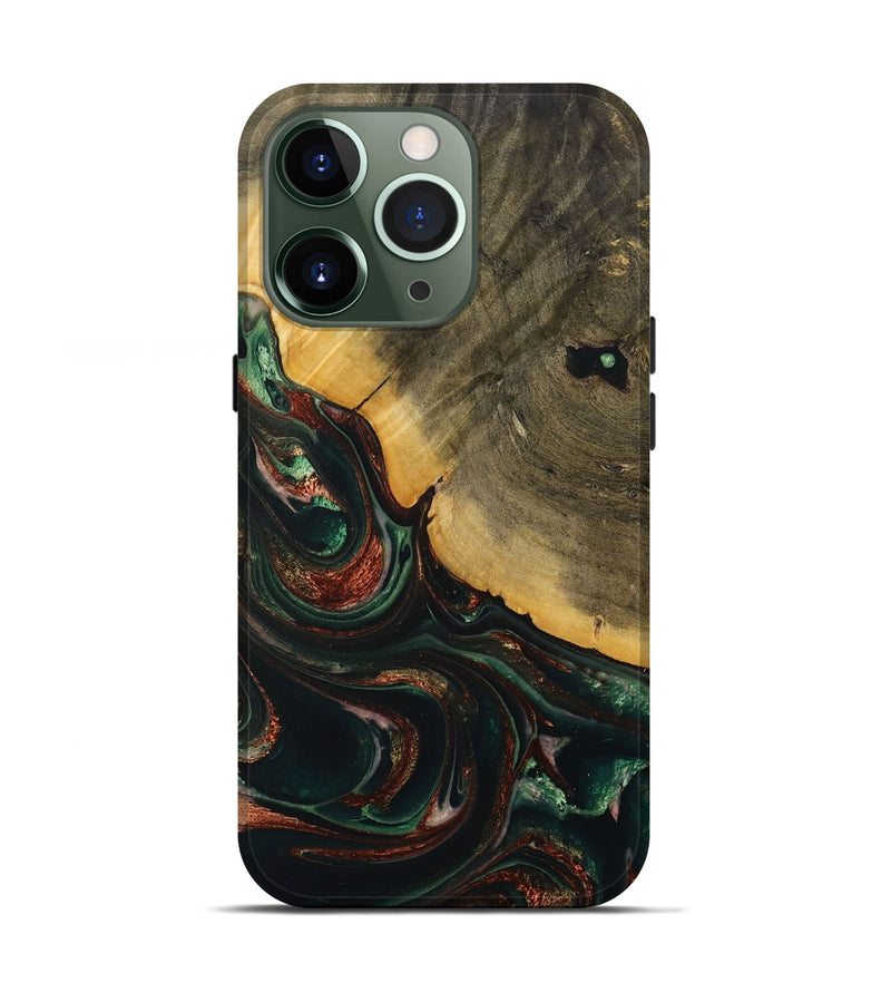 iPhone 13 Pro Wood Live Edge Phone Case - Noah (Green, 730614)