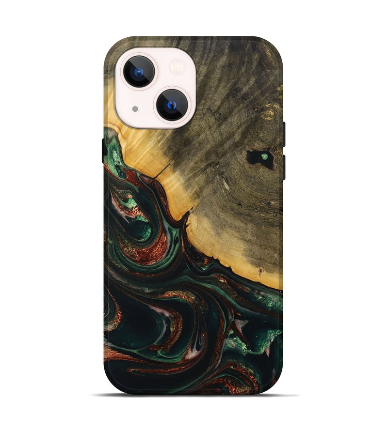 iPhone 14 Wood Live Edge Phone Case - Noah (Green, 730614)