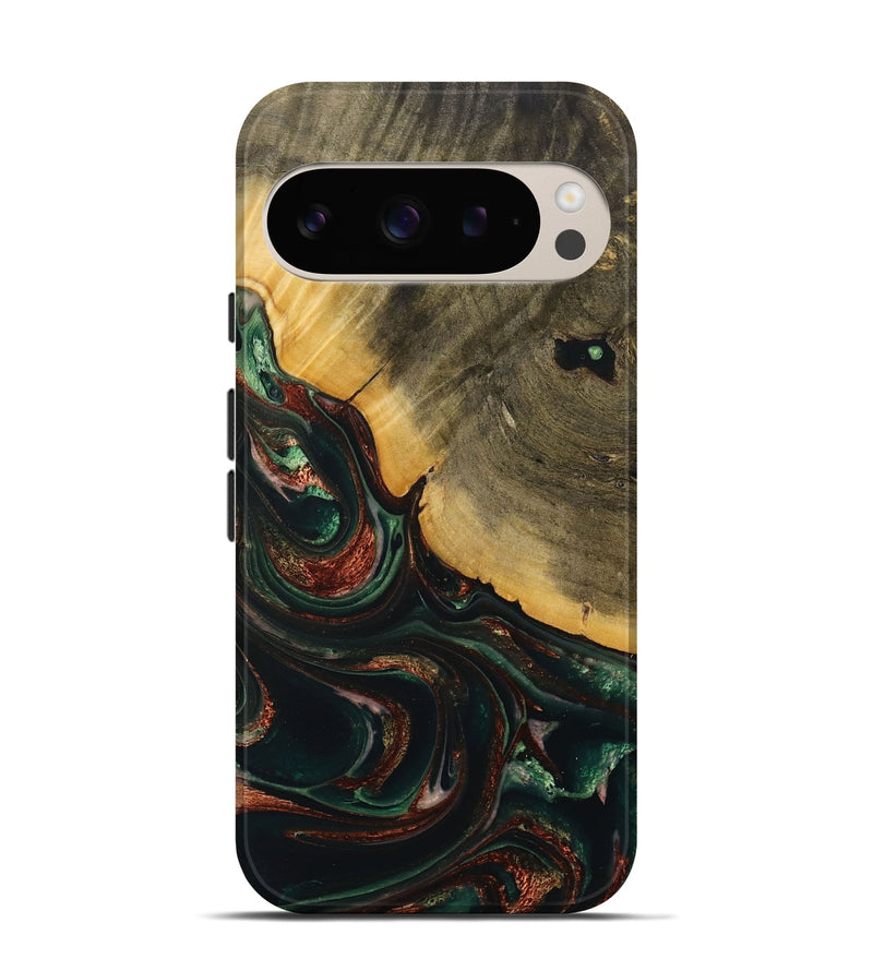 Pixel 9 Wood Live Edge Phone Case - Noah (Green, 730614)