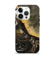 iPhone 15 Pro Wood Live Edge Phone Case - Bette (Black & White, 730616)