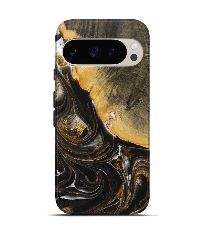 Pixel 9 Wood Live Edge Phone Case - Bette (Black & White, 730616)