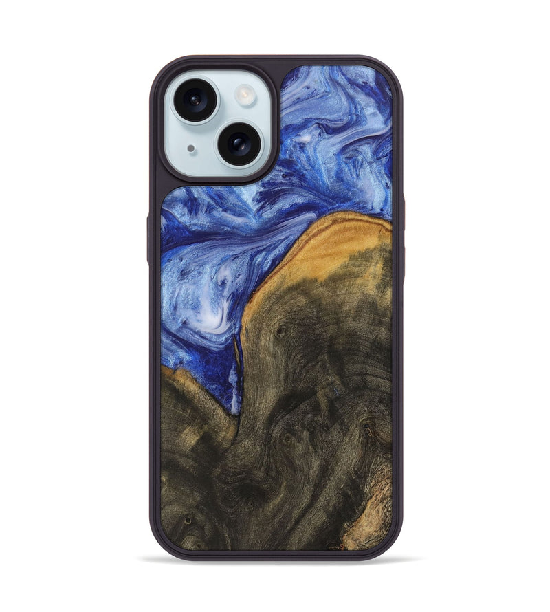 iPhone 15 Wood Phone Case - Shannen (Blue, 730626)