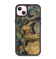 iPhone 14 Plus Wood Phone Case - Melodee (Teal & Gold, 730632)