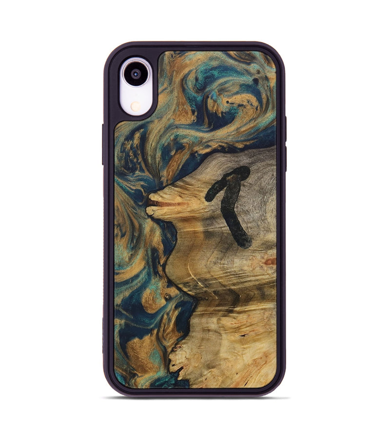 iPhone Xr Wood Phone Case - Melodee (Teal & Gold, 730632)