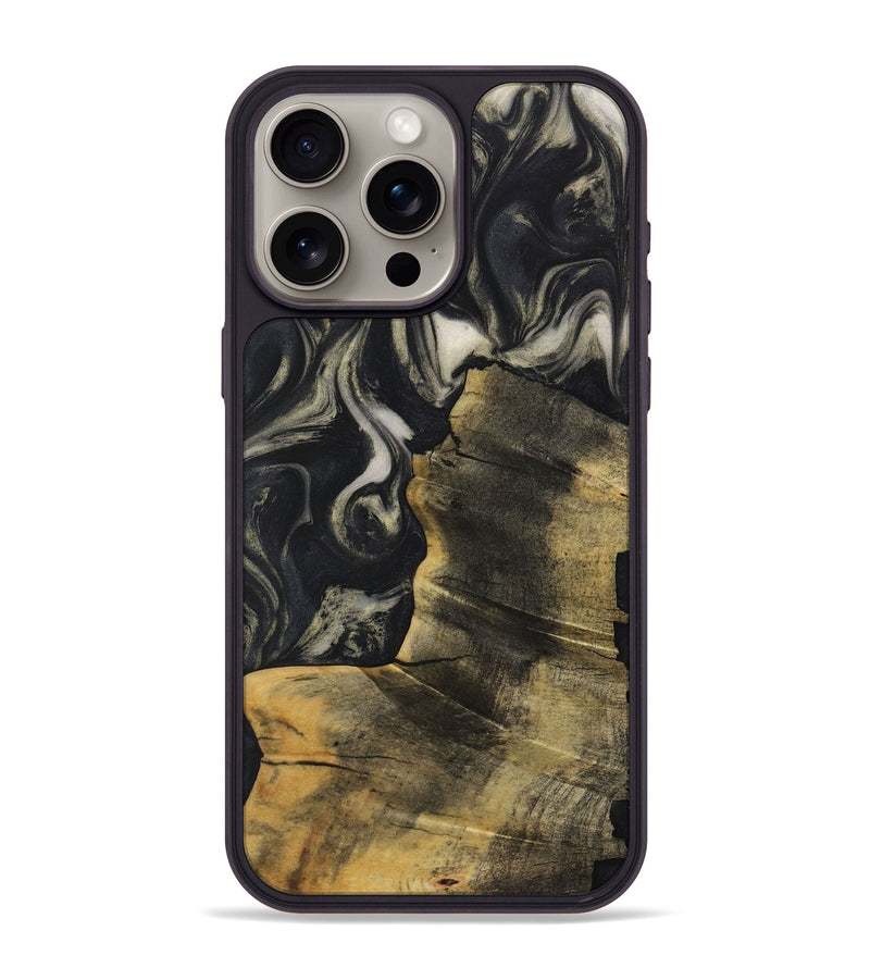 iPhone 15 Pro Max Wood Phone Case - Latrice (Black & White, 730637)