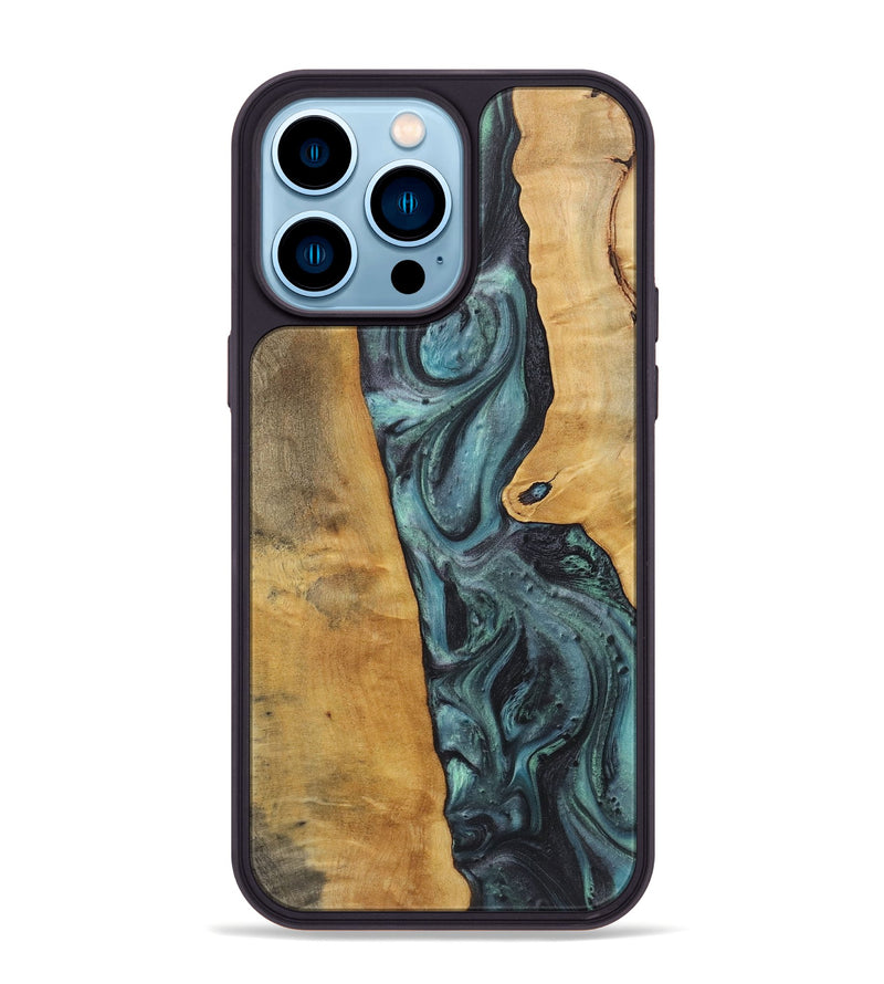 iPhone 14 Pro Max Wood Phone Case - Theola (Green, 730656)