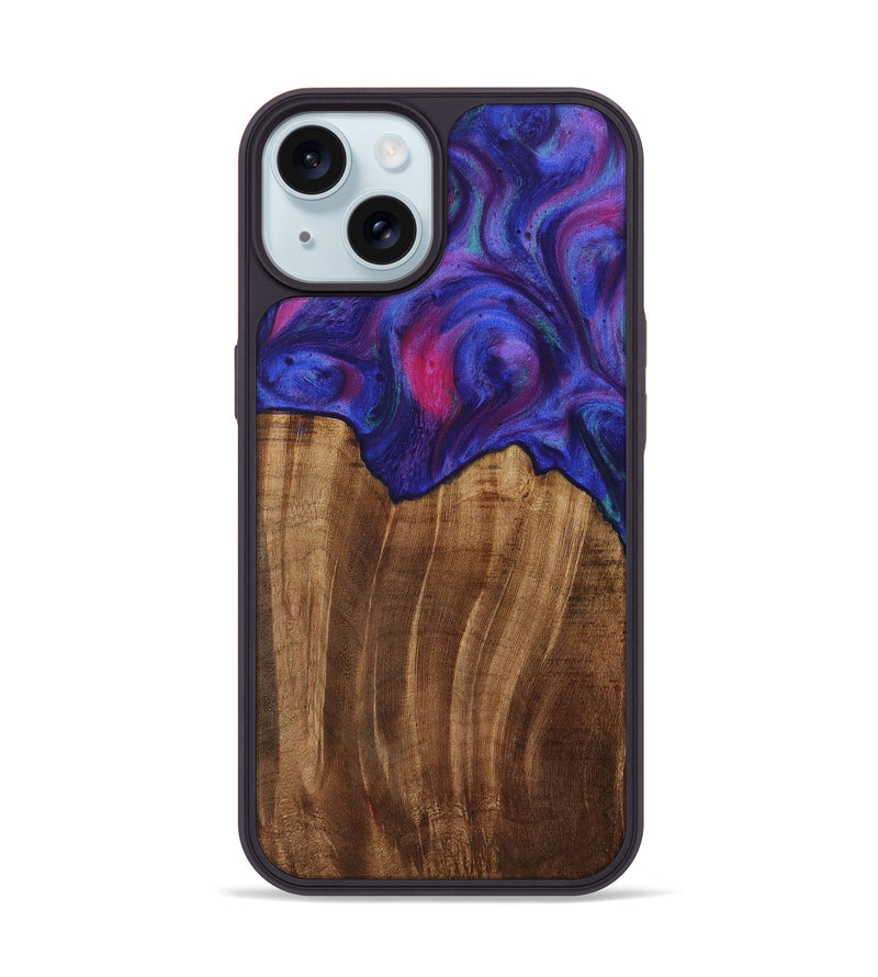 iPhone 15 Wood Phone Case - Ciaran (Purple, 730664)