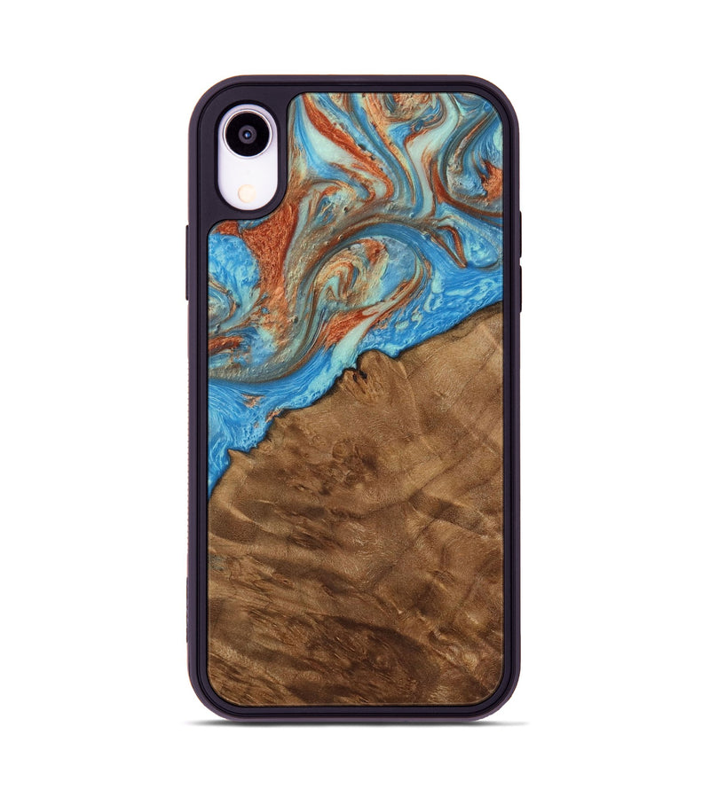 iPhone Xr Wood Phone Case - Blas (Teal & Gold, 730667)