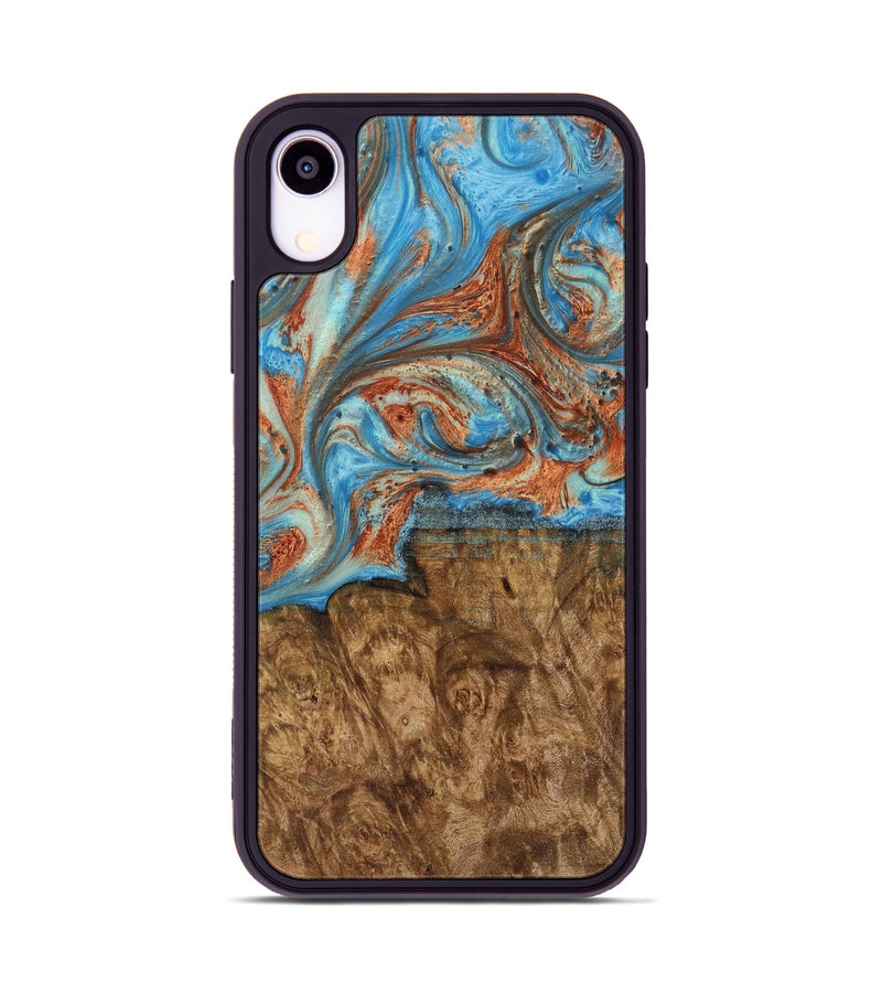 iPhone Xr Wood Phone Case - Bernice (Teal & Gold, 730668)