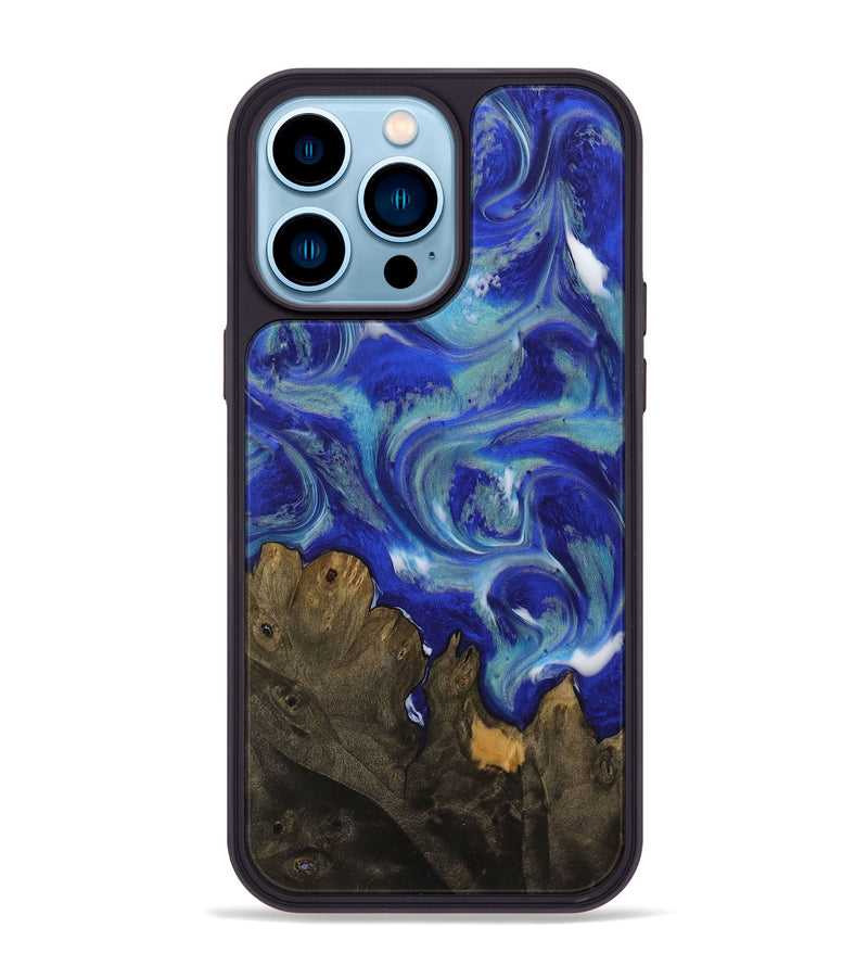 iPhone 14 Pro Max Wood Phone Case - Yadira (Blue, 730670)