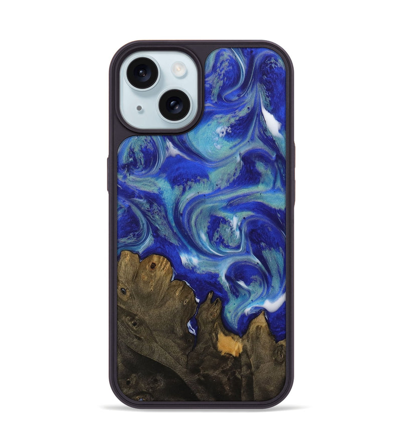 iPhone 15 Wood Phone Case - Yadira (Blue, 730670)