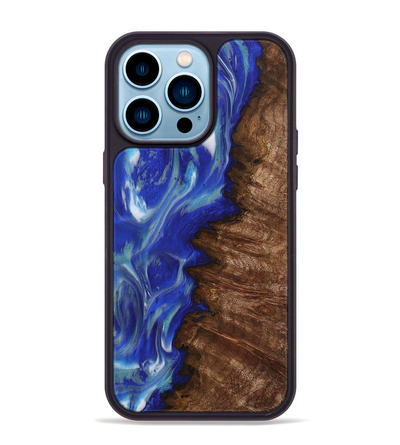 iPhone 14 Pro Max Wood Phone Case - Ishan (Blue, 730671)