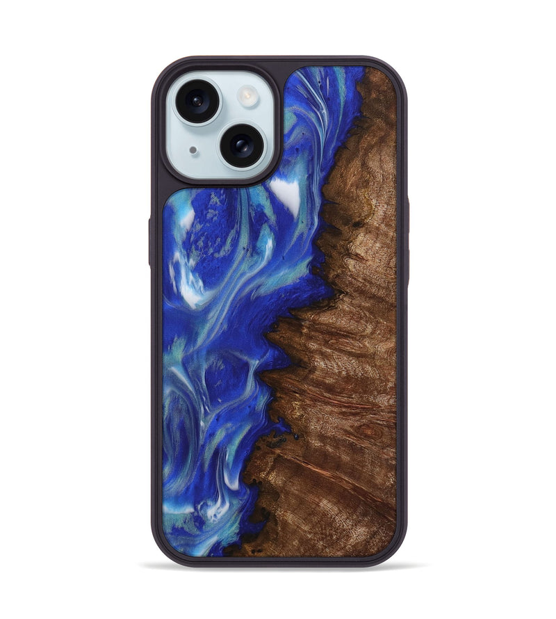 iPhone 15 Wood Phone Case - Ishan (Blue, 730671)