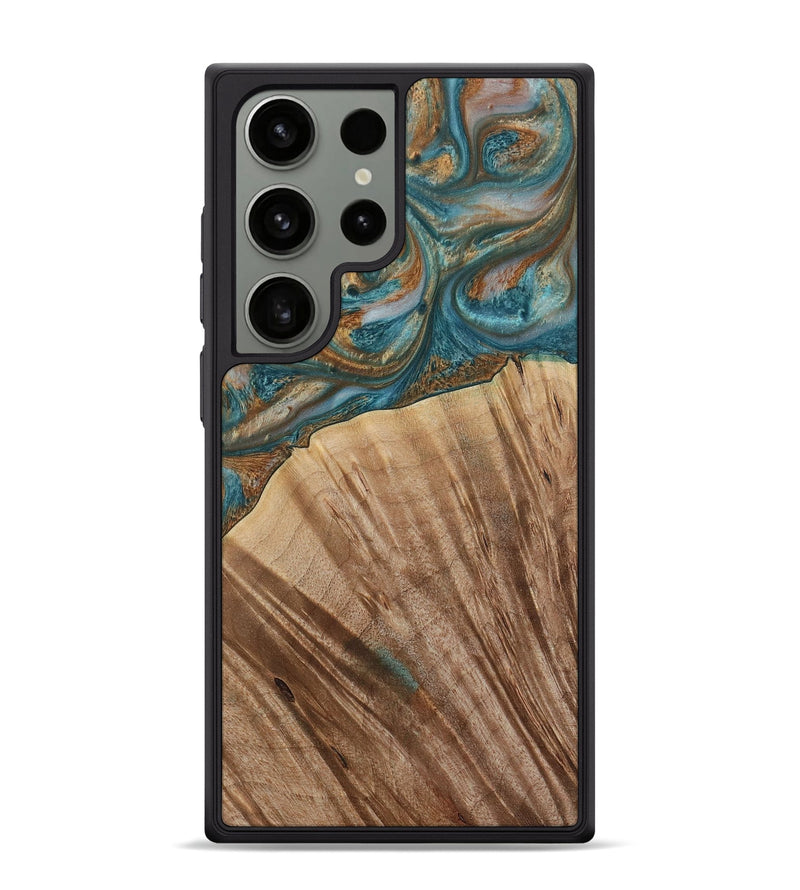 Galaxy S24 Ultra Wood Phone Case - Nancy (Teal & Gold, 730672)