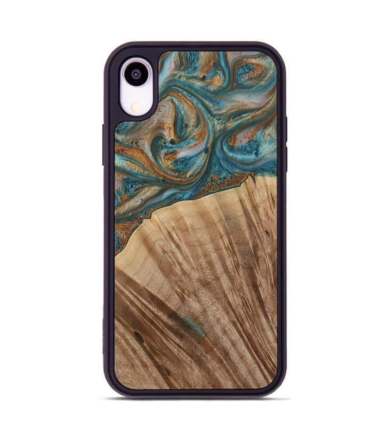 iPhone Xr Wood Phone Case - Nancy (Teal & Gold, 730672)