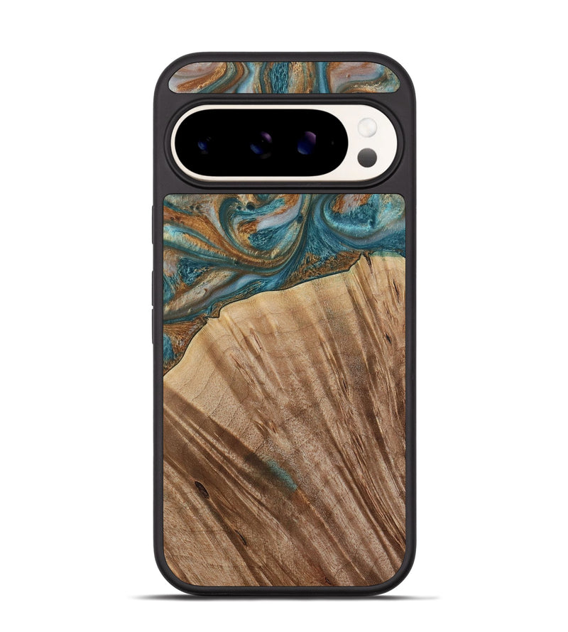 Pixel 9 Wood Phone Case - Nancy (Teal & Gold, 730672)