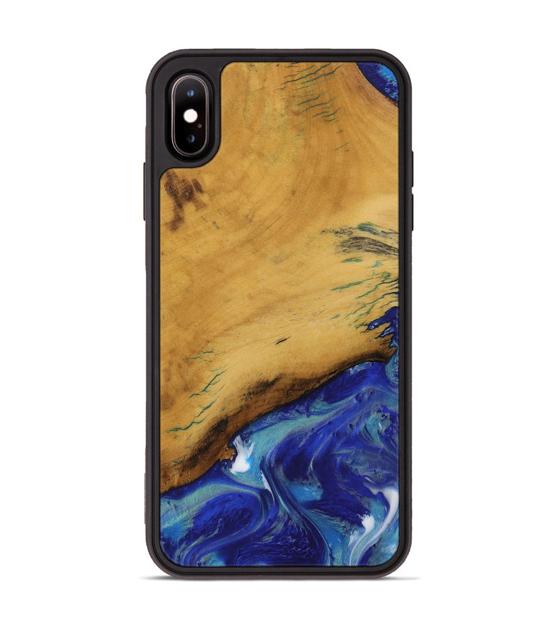 iPhone Xs Max Wood Phone Case - Frona (Blue, 730673)