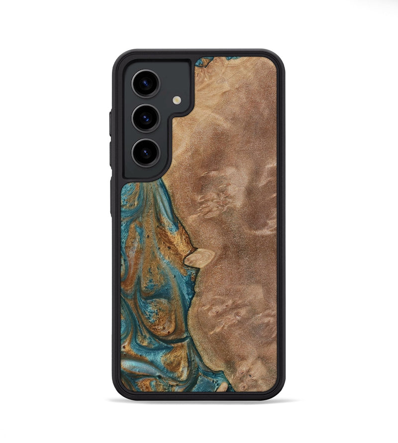 Galaxy S24 Wood Phone Case - Erby (Teal & Gold, 730675)