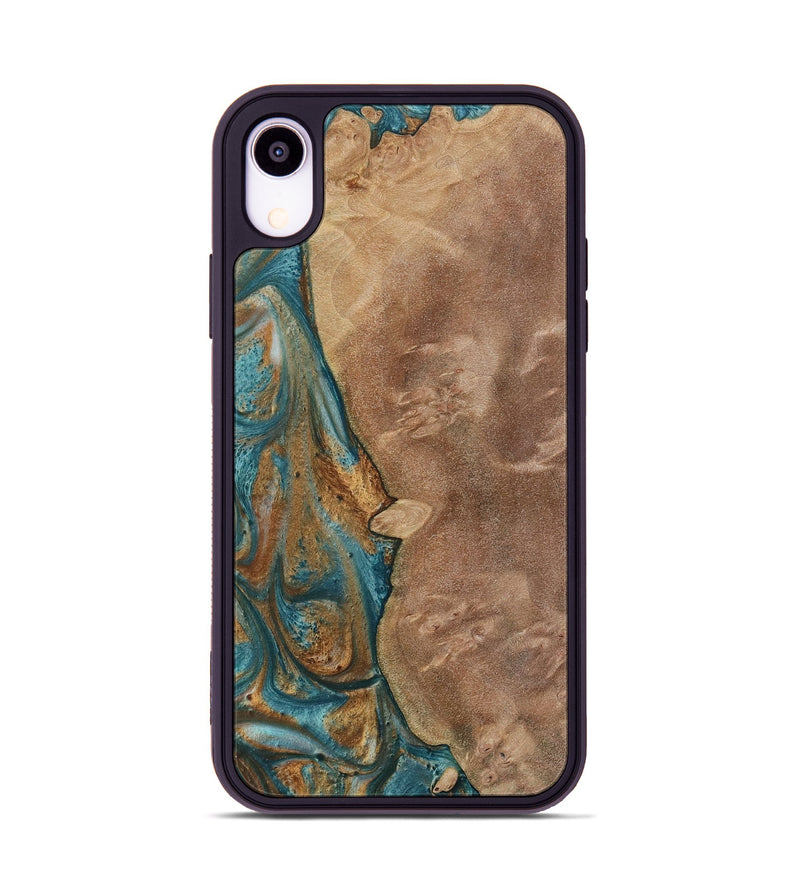 iPhone Xr Wood Phone Case - Erby (Teal & Gold, 730675)