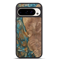 Pixel 9 Pro XL Wood Phone Case - Erby (Teal & Gold, 730675)